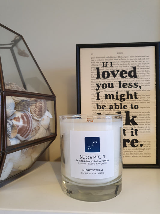Scorpio - Nightstorm. 24th October - 22nd November Woodwick Candle